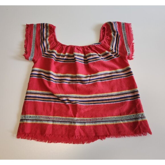 Anthropologie dRA Los Angeles Off Shoulder Shirt Frayed Raw‎ Striped Boho Medium - Picture 4 of 9